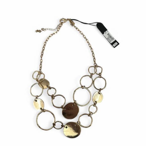 Lane Bryant Goldtone Necklace Organic Circles Double Strand Fashion Jewelry - Picture 4 of 7